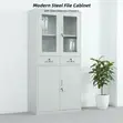 2-Door Metallic Cabinet with Drawers - White - 3