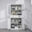 2-Door Metallic Cabinet with Drawers - White - 4