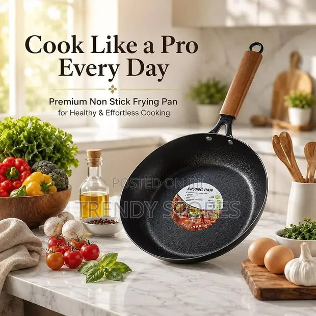 Thickened Cast Iron Skillet Pan with Bamboo Lid (25cm) - 1
