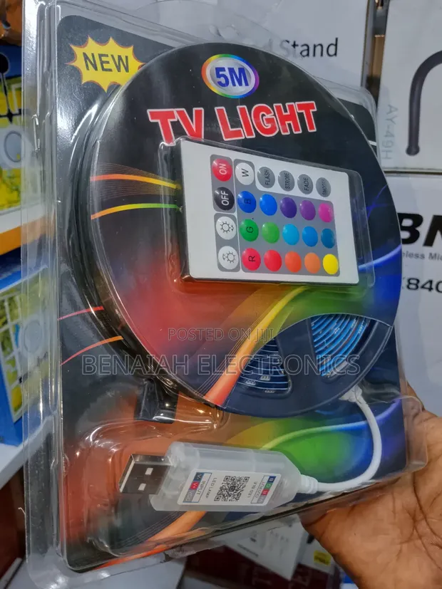 TV LED Strip Light - 5 Meters, 12 Colors, Remote & App Control - 1