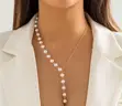Minimalist Boho Pearl Y-Lariat Drop Necklace - 2