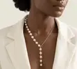 Asymmetric Pearl & Gold-Tone Chain Lariat Necklace - 1