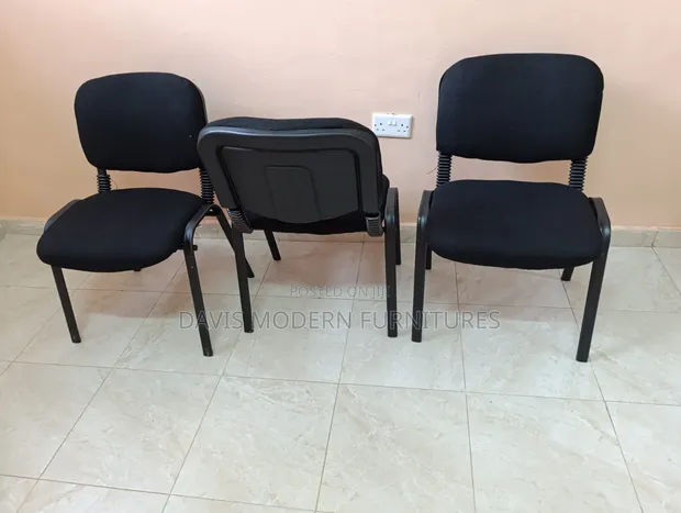 Black Fabric Visitors Chairs (Set of 3) - 1