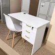 Modern White Executive Office Desk with 3 Drawers & Chair - 1