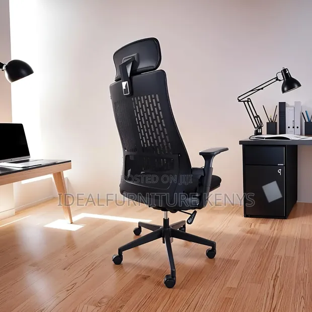High-Back Manager's Chair with Wood Finish - 1