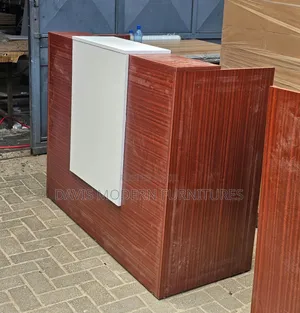 Modern Mahogany & White L-Shape Reception Desk
