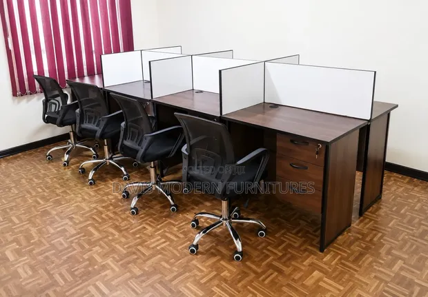 4-Way Office Workstation with Chairs - 1