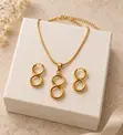 Infinity Earring and Necklace Set - Gold - 2
