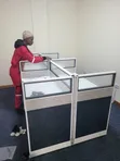 4-Way Office Workstation Partition - Aluminum & Glass - 1