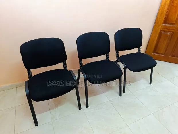 Office Visitors Chairs - Black Fabric - 3-Piece Set - 1