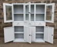 Glass Top 3-Door Metal Storage Cabinet - 1