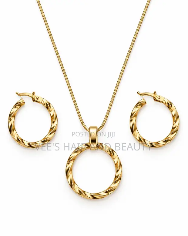 Twisted Circle Earring and Necklace Set - Women's Jewelry - 1