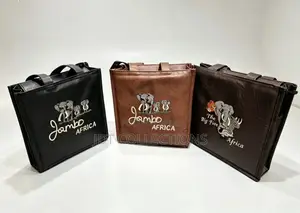 African Leather Tote Bag with Laptop Section