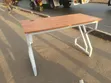 Modern Minimalist Office Desk - Wood Finish, White Z-Legs - 1