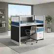 Cybers Office Modern Blue-Brown Workstation - 3