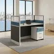 Cybers Office Modern Blue-Brown Workstation - 5