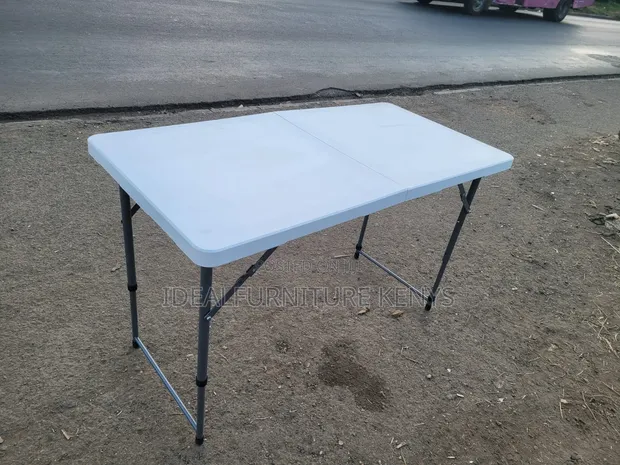 White Portable Folding Plastic Table - 1