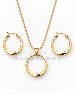 Circle Necklace and Earrings Set - Classic Everyday Jewelry