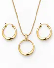 Circle Necklace and Earrings Set - Classic Everyday Jewelry - 1