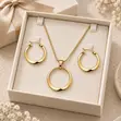 Circle Necklace and Earrings Set - Classic Everyday Jewelry - 2