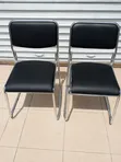 Black Leather Reception Conference Chair with Chrome Frame - 2