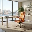 Executive Reclining Brown Leather Office Chair - 1