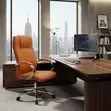 Executive Reclining Brown Leather Office Chair - 5