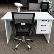Modern White Office Desk with 3 Lockable Drawers - 1