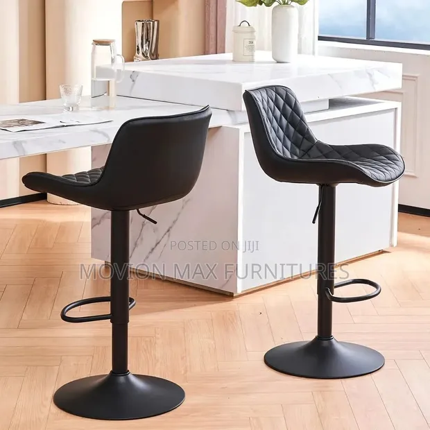 Black Rotating Counter Stools (Set of 2) - 1