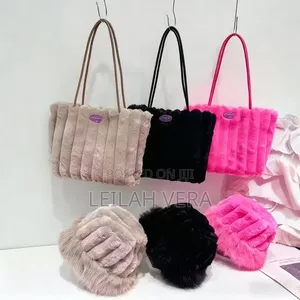 Fur Tote Bag and Hat Set