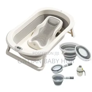 Foldable Bathtub Set with Drain Plug & Thermometer