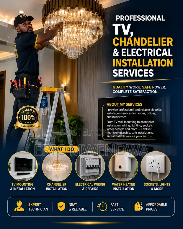 Professional TV & Chandelier Electrical Installation - 1