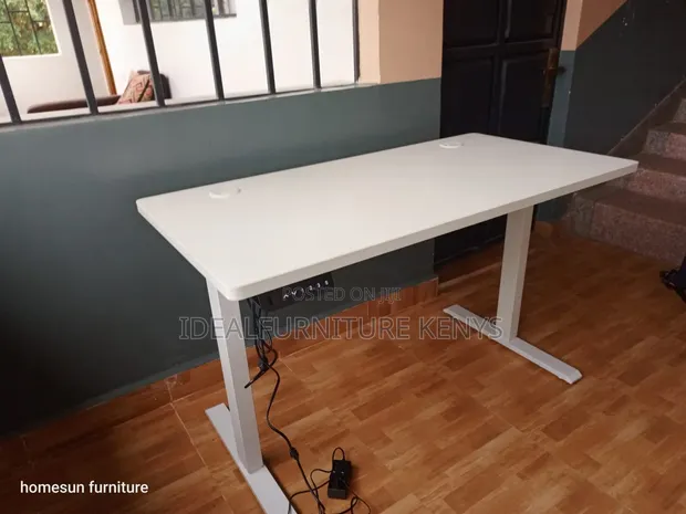White Electric Height-Adjustable Standing Desk - 1