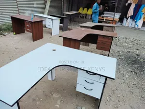 L-Shaped Executive Office Desk yenye Droo 3 za Hifadhi