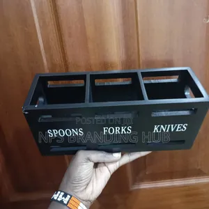 3-Compartment Eco-Friendly Wooden Cutlery Holder
