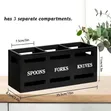 3-Compartment Eco-Friendly Wooden Cutlery Holder - 3