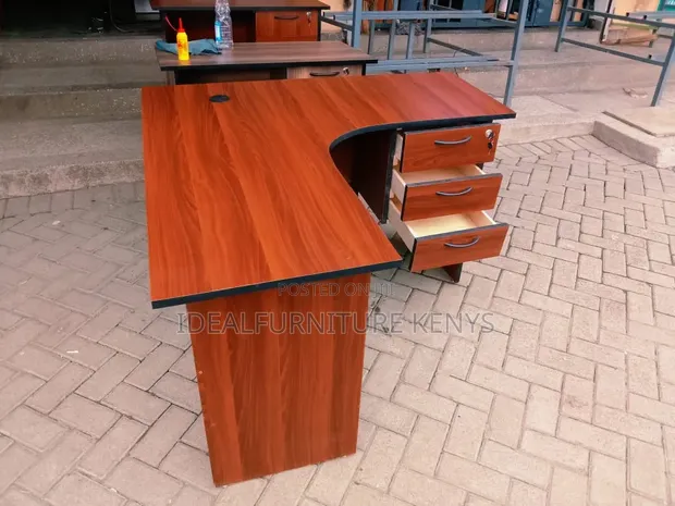 Mahogany L-Shaped Executive Office Desk - 1