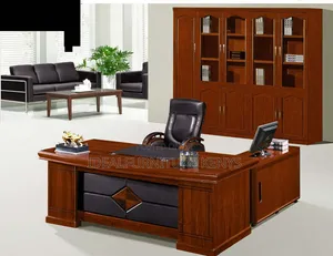 L-Shaped Executive Wooden Office Desk with Cabinet