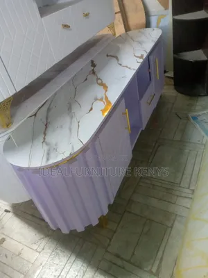 Modern Lilac TV Stand with Marble Top