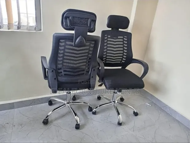 Executive Mesh Office Chair with Headrest - Black - 1
