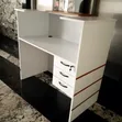 Modern Reception Desk - White with Brown Accent - 1