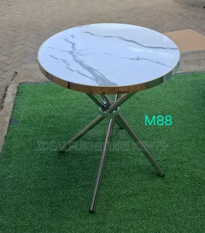Round Marble-Top Dining Table