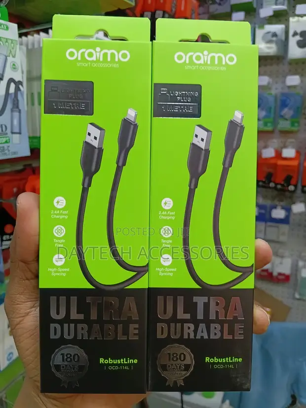 Oraimo USB-A to Lightning Cable 2A 1m - Black OCD-114L-BK - 1