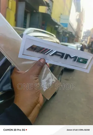 Mercedes AMG Branding Layout Lettering Badge Chrome Finish