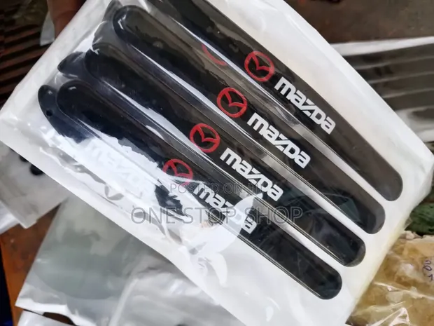 8pc Mazda Branded Door Handle Entry Areas Antiscratch Black Stickers - 1