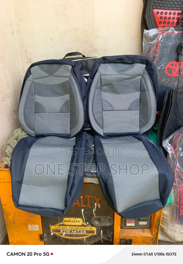 Grey 5-Seater Fabric Mix Car Seat Covers - 1