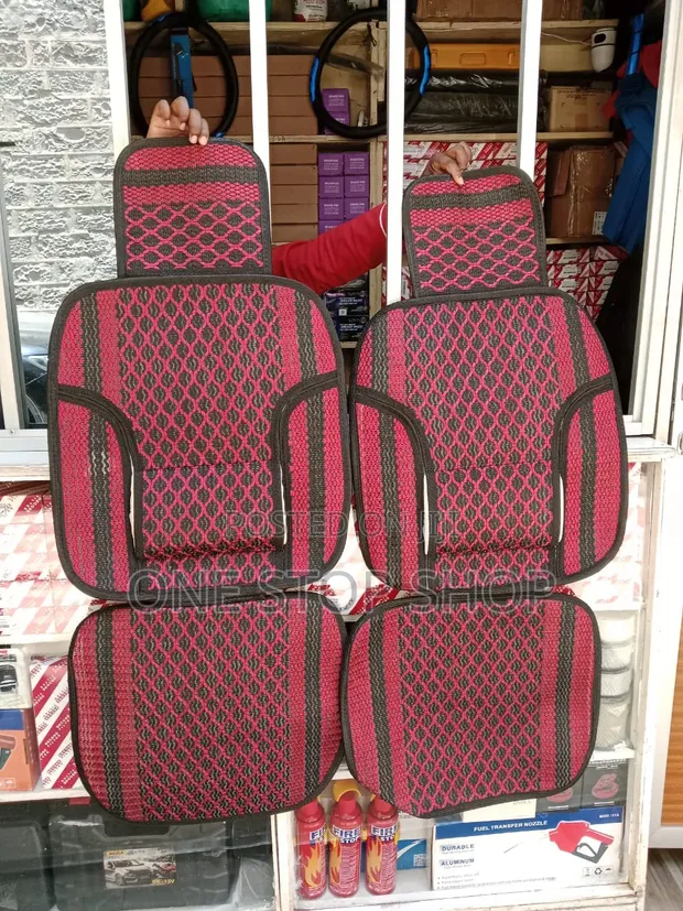 2pc Seat Covers - Woven Fabric & Breathable Mesh - 1
