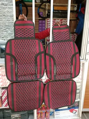 2pc Front Seat Crocheted Cushion with Headrest Attachment