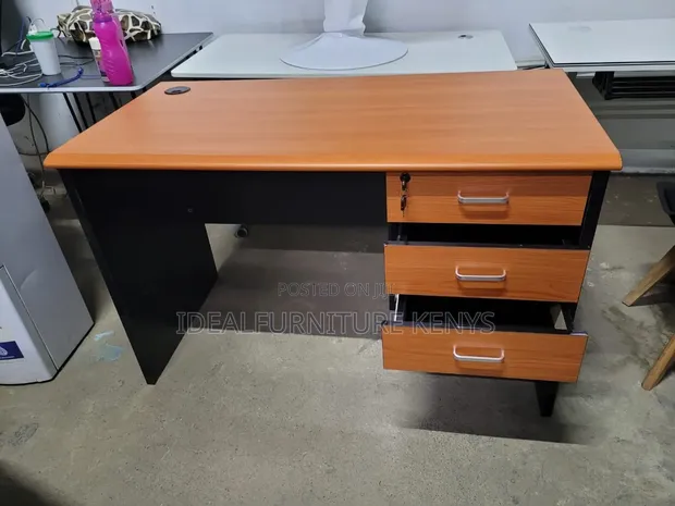1.2m Office Desk - Cherry Top, Black Sides - 1