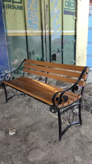Outdoor Steel and Wood Bench